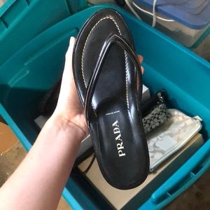 Prada flip flop wedges